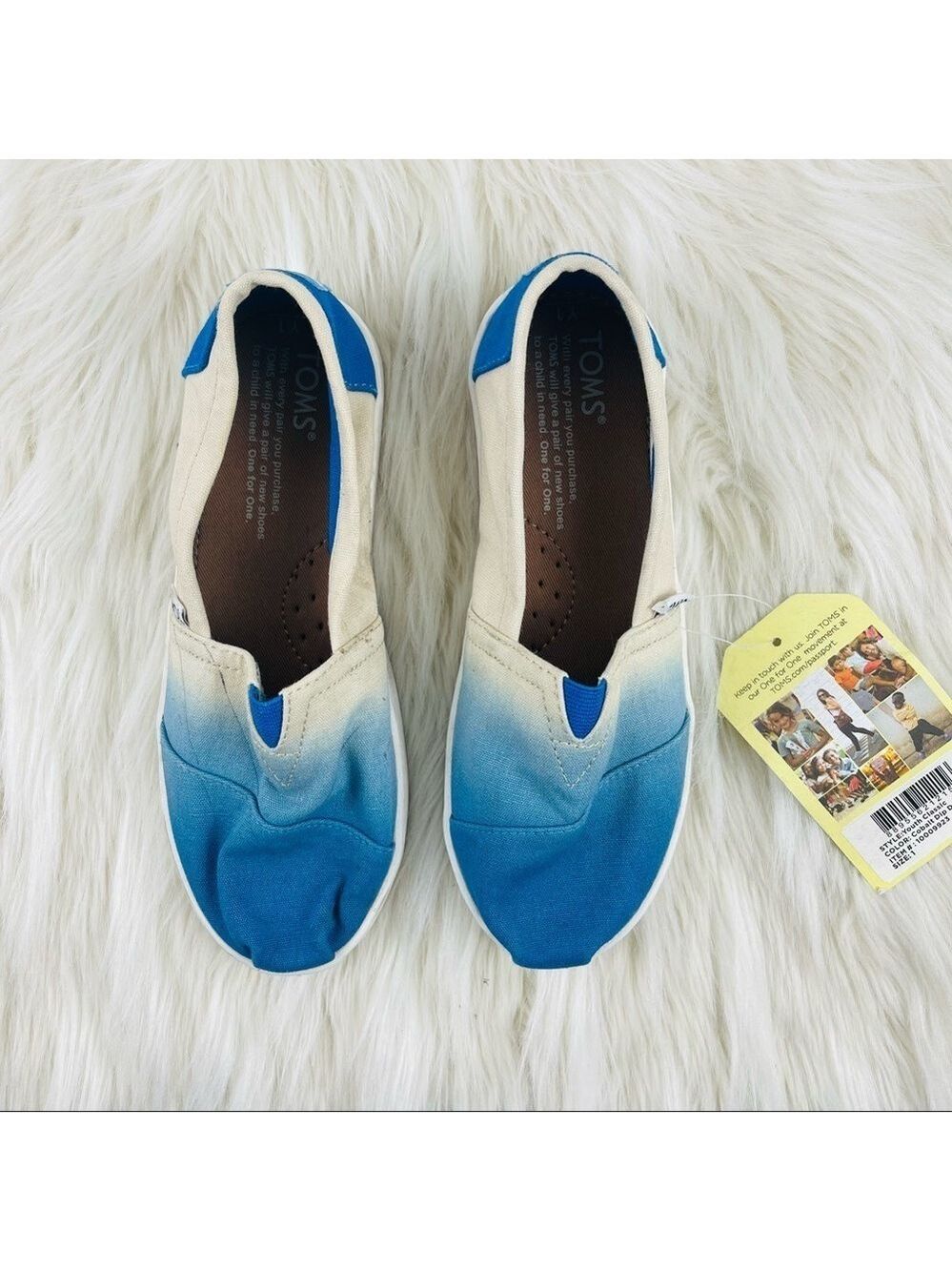 Youth Toms Classic Cobolt Dip Dye Slip On Shoes Size 1 US! - Picture 3 of 10